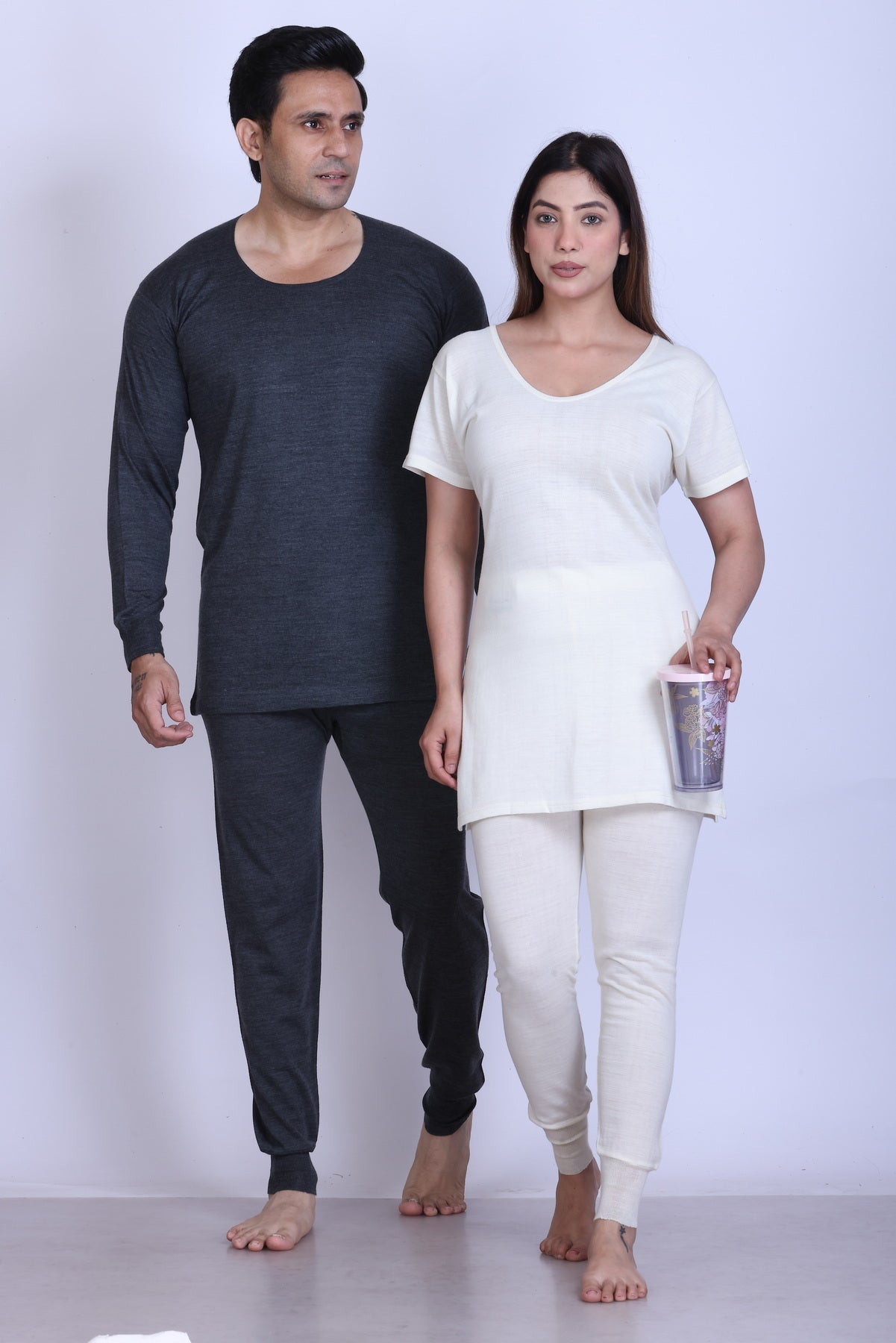 Men’s Thermal Inner Upper Half Sleeve White – Soft & Warm Winter Wear