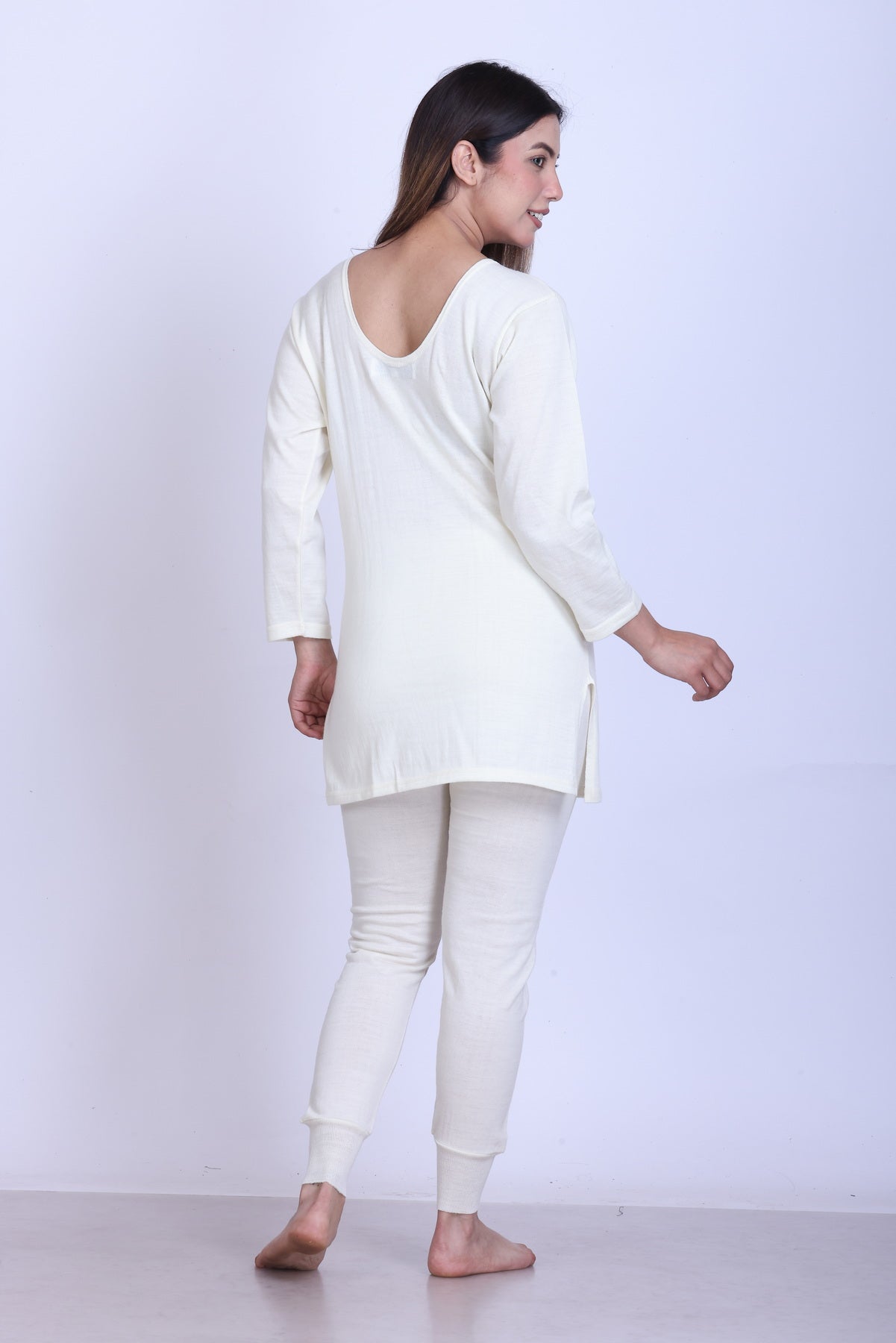 Women’s Thermal Upper + Full Sleeve Inner | White | Soft & Warm Set