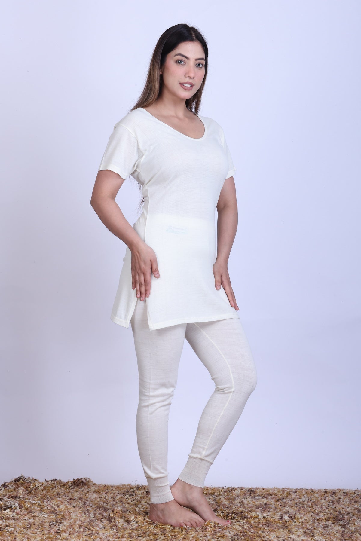 Women’s Thermal Upper + Half Sleeve | White | Soft & Warm Set