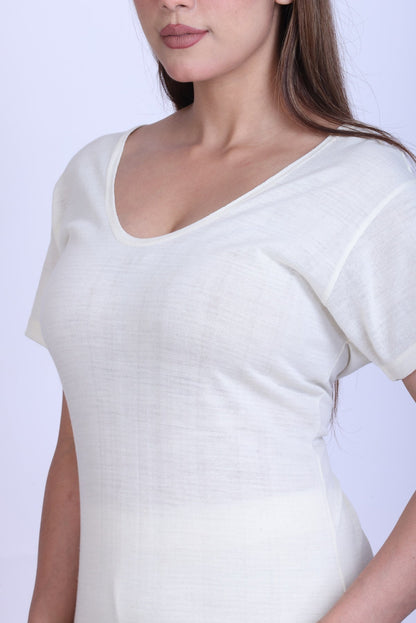Women’s Thermal Upper + Half Sleeve | White | Soft & Warm Set