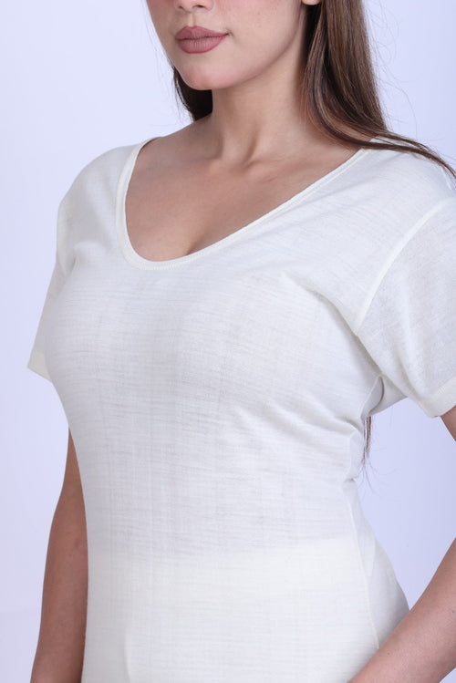 Women’s Thermal Upper + Half Sleeve | White | Soft & Warm Set