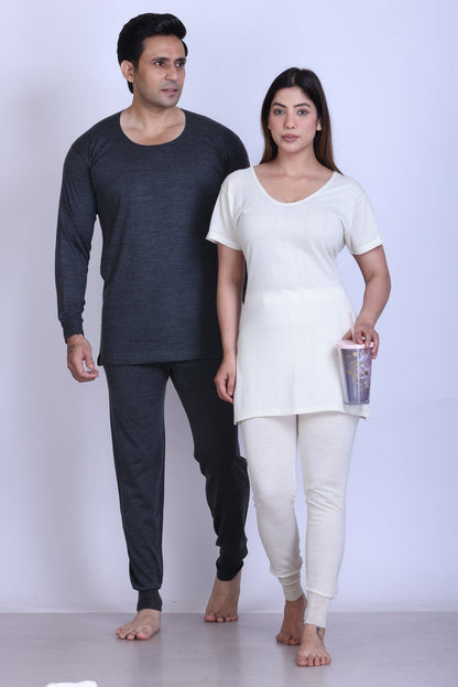 Men’s Thermal Inner Upper Half Sleeve White – Soft & Warm Winter Wear