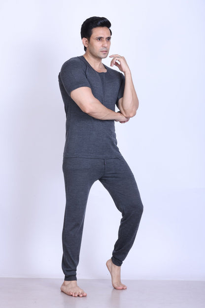 Men’s Thermal Inner Upper Half Sleeve Grey – Soft & Warm Winter Wear