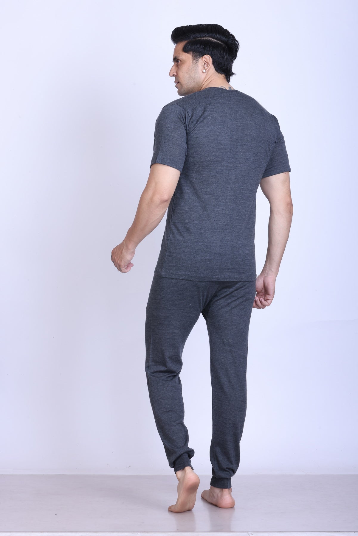 Men’s Thermal Inner Upper Half Sleeve Grey – Soft & Warm Winter Wear