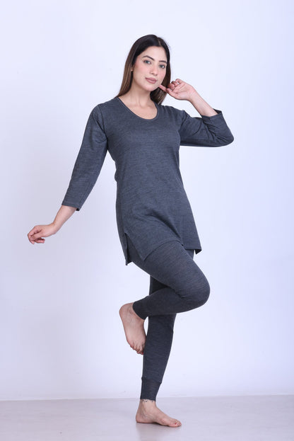 Women’s Thermal Upper + Full Sleeve Inner | Grey | Soft & Warm Set