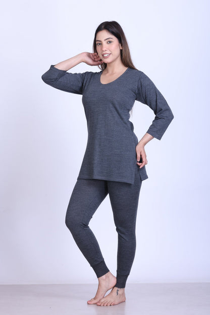 Women’s Thermal Upper + Full Sleeve Inner | Grey | Soft & Warm Set