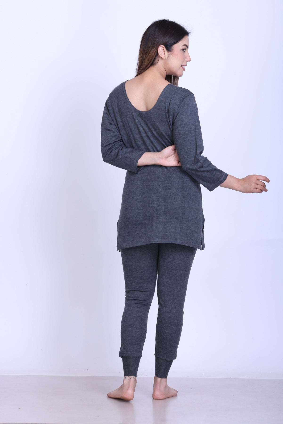 Women’s Thermal Upper + Full Sleeve Inner | Grey | Soft & Warm Set