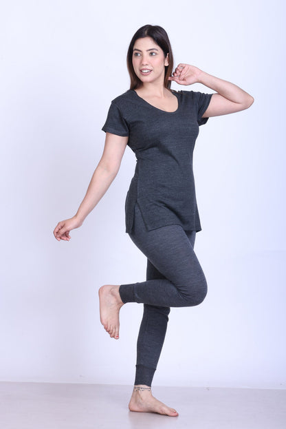 Women’s Thermal Upper + Half Sleeve | Grey | Soft & Warm Set