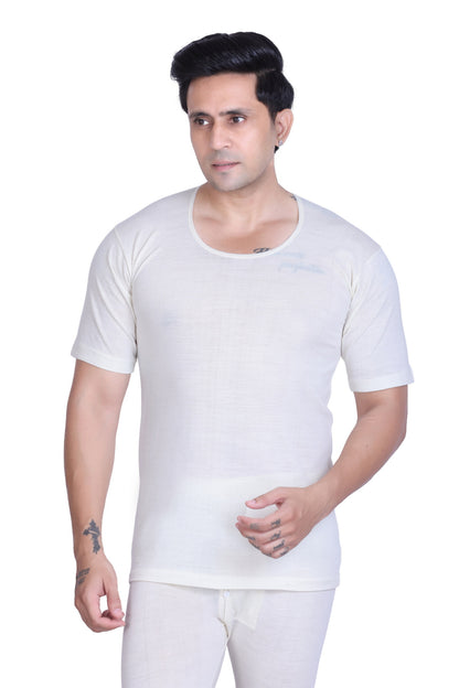 Men’s Thermal Inner Upper Half Sleeve White – Soft & Warm Winter Wear