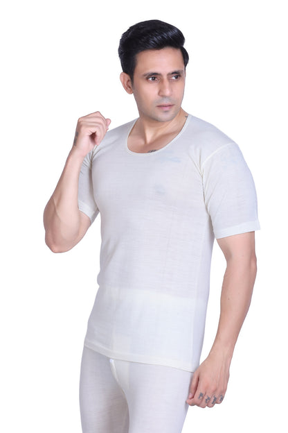 Men’s Thermal Inner Upper Half Sleeve White – Soft & Warm Winter Wear