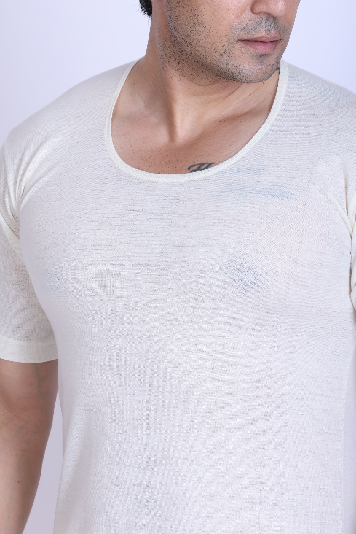 Men’s Thermal Inner Upper Half Sleeve White – Soft & Warm Winter Wear