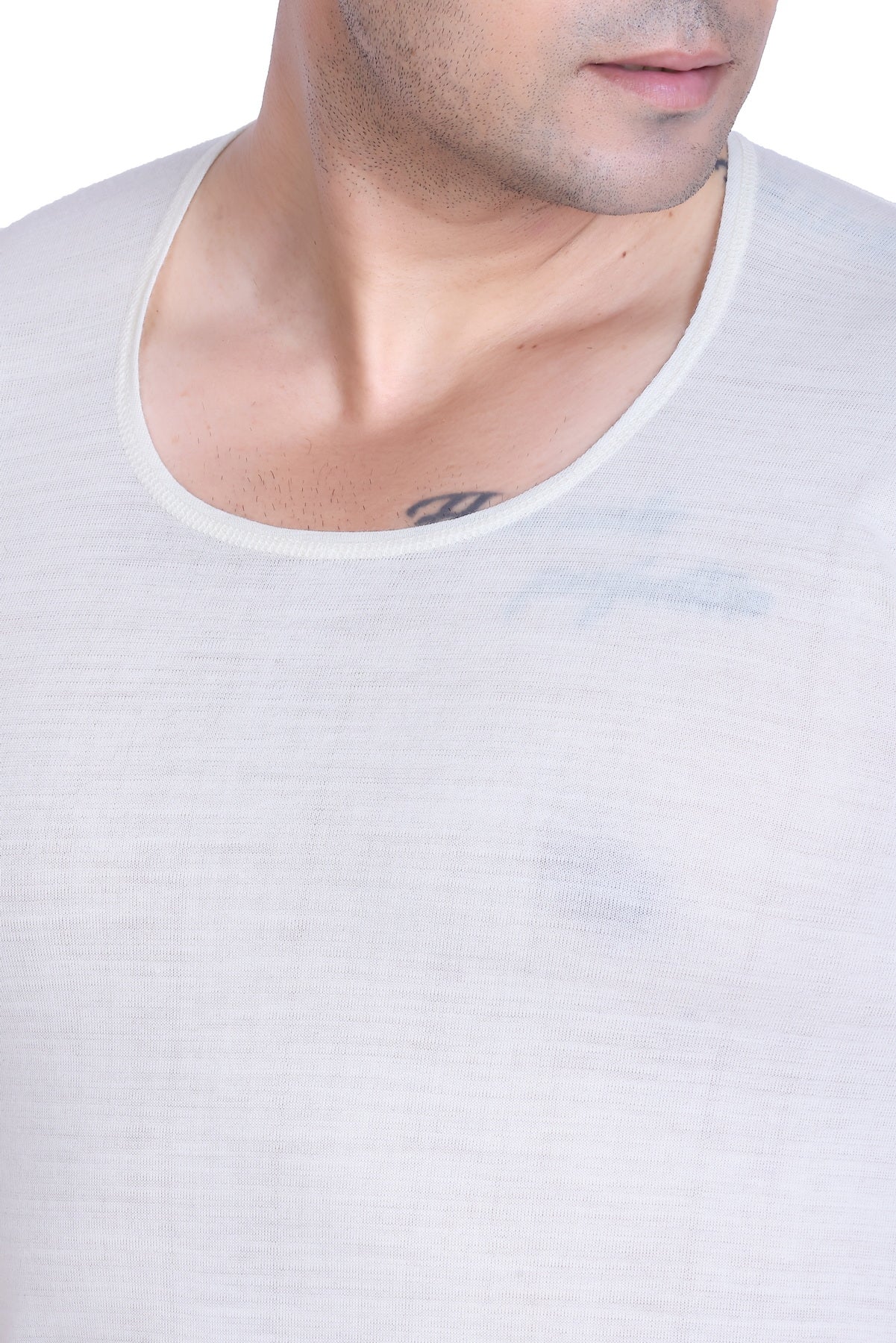 Men’s Thermal Inner Upper Half Sleeve White – Soft & Warm Winter Wear