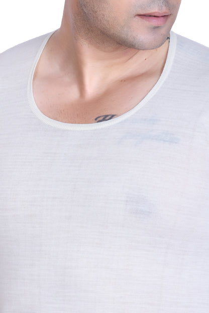 Men’s Thermal Inner Upper Half Sleeve White – Soft & Warm Winter Wear