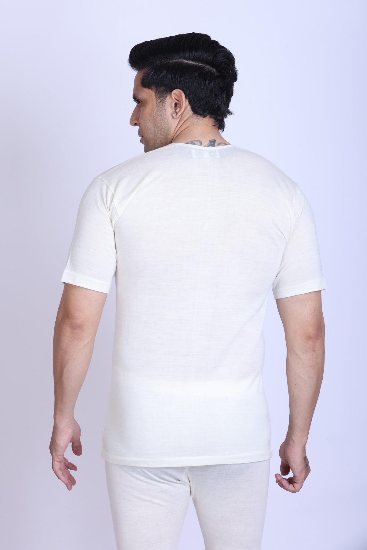 Men’s Thermal Inner Upper Half Sleeve White – Soft & Warm Winter Wear