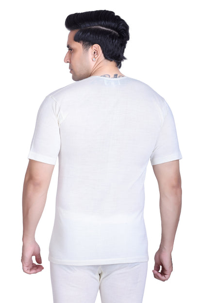 Men’s Thermal Inner Upper Half Sleeve White – Soft & Warm Winter Wear