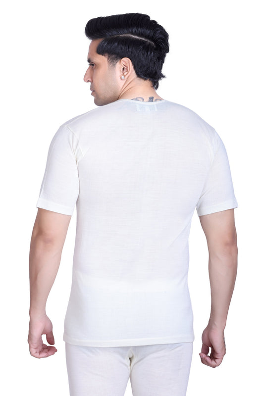 Men’s Thermal Inner Upper Half Sleeve White – Soft & Warm Winter Wear